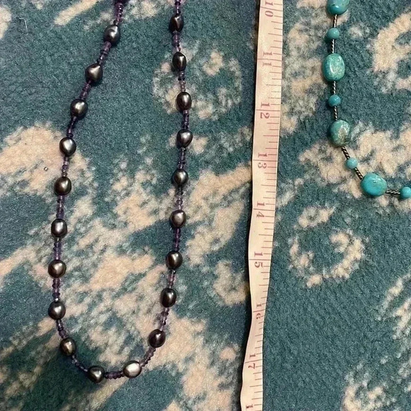Bundle two single strand, semi precious stone freshwater Pearl necklaces NWOT - Picture 3 of 3